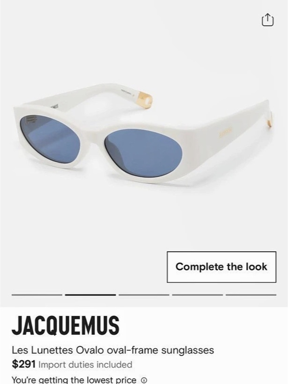 Jacquemus Les Lunettes Ovalo Oval Sunglasses White & Gold